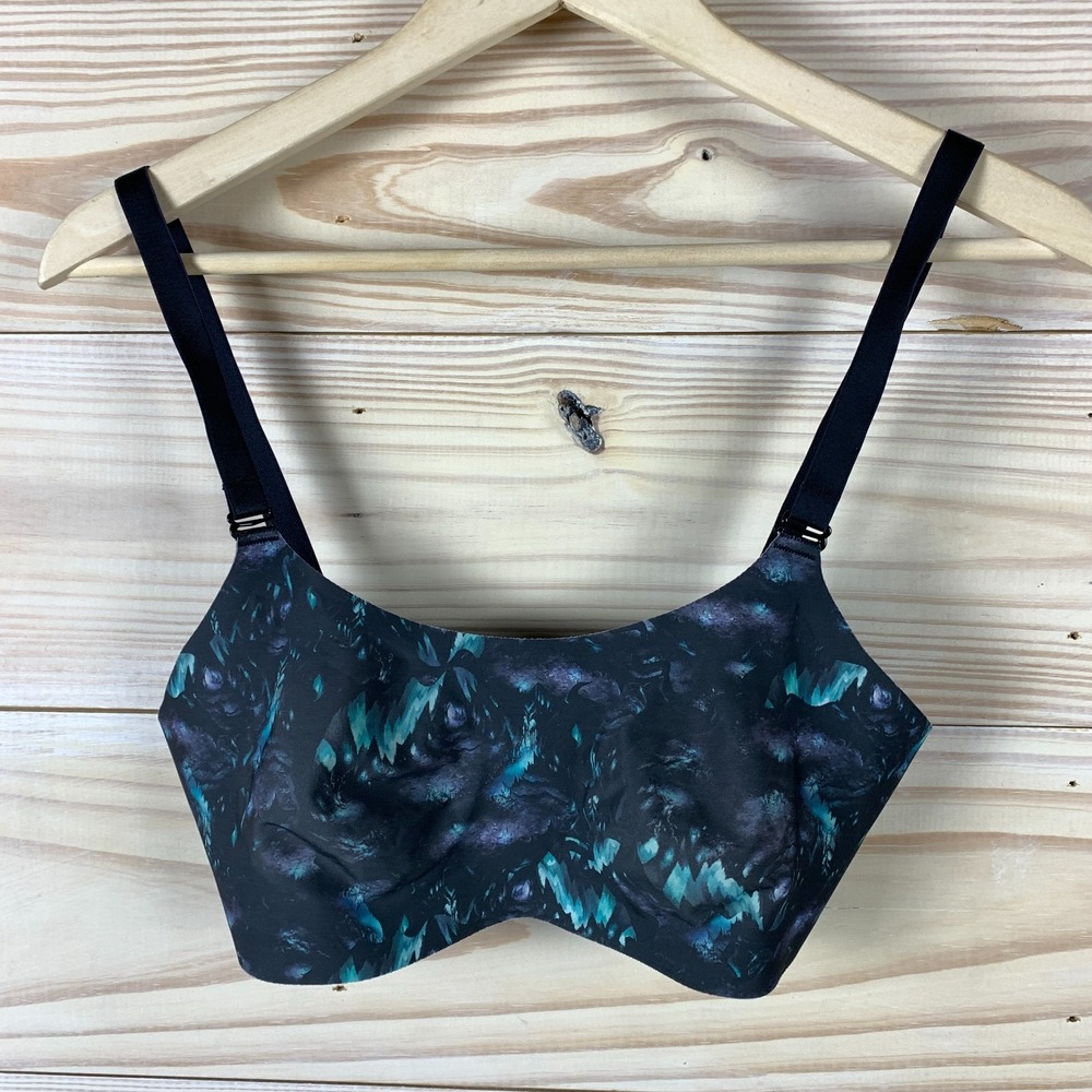 Knix Knixwear Bra Womens 4 Wireless Revolution Scoop Black Blue Made in Canada